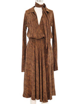 1970s Halston Logo Print Silk Dress Dress arcadeshops.com