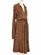 1970s Halston Logo Print Silk Dress Dress arcadeshops.com