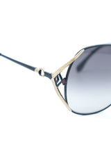 Yves Saint Laurent Black and Goldtone Deco Sunglasses Accessory arcadeshops.com