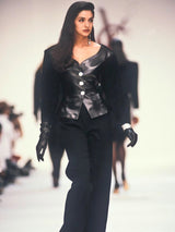 1990 Yves Saint Laurent Suede Sleeve Leather Jacket Jacket arcadeshops.com