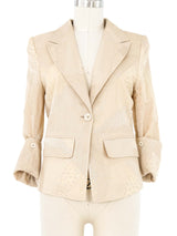 Ann Demeulemeester Beige Embroidered Tailored Silk Blazer Jacket arcadeshops.com