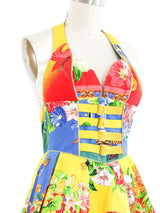 1993 Versus Gianni Versace Floral Print Halter Dress Dress arcadeshops.com