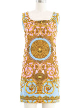 1992 Gianni Versace Baroque Print Denim Mini Dress Dress arcadeshops.com