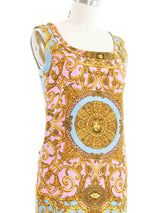 1992 Gianni Versace Baroque Print Denim Mini Dress Dress arcadeshops.com