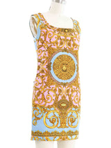 1992 Gianni Versace Baroque Print Denim Mini Dress Dress arcadeshops.com