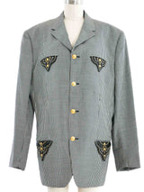 1993 Gianni Versace Studded Gingham Blazer Jacket arcadeshops.com