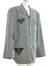 1993 Gianni Versace Studded Gingham Blazer Jacket arcadeshops.com