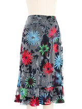 1997 Gianni Versace Couture Silk Mesh Burnout Floral Skirt Bottom arcadeshops.com