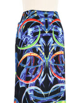 1996 Gianni Versace Couture Abstract Silk Midi Skirt Bottom arcadeshops.com