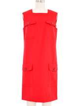 1996 Gianni Versace Couture Red Utility Shift Dress Dress arcadeshops.com