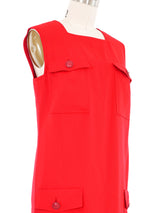 1996 Gianni Versace Couture Red Utility Shift Dress Dress arcadeshops.com
