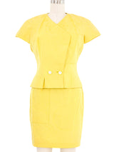 1991 Istante by Gianni Versace Yellow Brocade Skirt Suit Suit arcadeshops.com