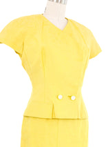 1991 Istante by Gianni Versace Yellow Brocade Skirt Suit Suit arcadeshops.com