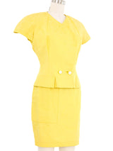 1991 Istante by Gianni Versace Yellow Brocade Skirt Suit Suit arcadeshops.com