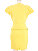 1991 Istante by Gianni Versace Yellow Brocade Skirt Suit Suit arcadeshops.com