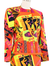 1992 Istante by Versace David Hockney Printed Skirt Suit Suit arcadeshops.com