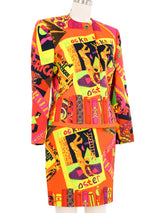 1992 Istante by Versace David Hockney Printed Skirt Suit Suit arcadeshops.com
