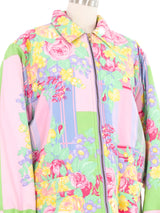 Gianni Versace Pastel Floral Puffer Jacket Jacket arcadeshops.com