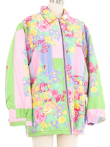 Gianni Versace Pastel Floral Puffer Jacket Jacket arcadeshops.com