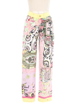 Versace Jeans Couture Pink Baroque Print Pants Bottom arcadeshops.com