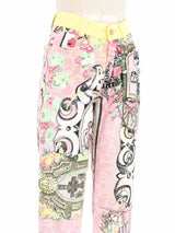 Versace Jeans Couture Pink Baroque Print Pants Bottom arcadeshops.com