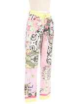 Versace Jeans Couture Pink Baroque Print Pants Bottom arcadeshops.com