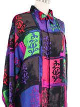 Gianni Versace Watercolor Silk and Corduroy Blouse Top arcadeshops.com