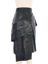 1980s Gianni Versace Draped Leather Panel Pencil Skirt Bottom arcadeshops.com