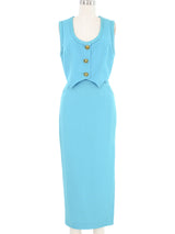 Gianni Versace Couture Blue Western Skirt Ensemble Suit arcadeshops.com