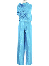 2000 Jean Paul Gaultier Metallic Blue Wrap Ensemble Suit arcadeshops.com