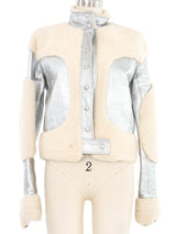2019 Courreges Silver Shearling Bomber Jacket Jacket arcadeshops.com