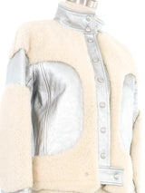2019 Courreges Silver Shearling Bomber Jacket Jacket arcadeshops.com