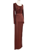 Jean Paul Gaultier Brown Mesh Wrap Ensemble Suit arcadeshops.com