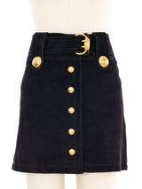 Gucci Midnight Suede Button Front Mini Skirt Bottom arcadeshops.com