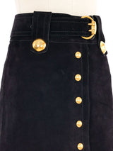 Gucci Midnight Suede Button Front Mini Skirt Bottom arcadeshops.com