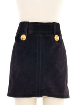 Gucci Midnight Suede Button Front Mini Skirt Bottom arcadeshops.com