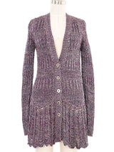 Chloe Metallic Violet Knit Cardigan Top arcadeshops.com