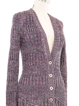 Chloe Metallic Violet Knit Cardigan Top arcadeshops.com