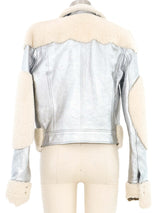 2019 Courreges Silver Shearling Bomber Jacket Jacket arcadeshops.com