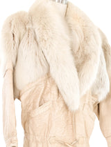 1980s Yves Saint Laurent Ivory Leather and Fur Coat Outerwear arcadeshops.com