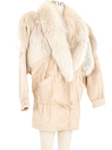 1980s Yves Saint Laurent Ivory Leather and Fur Coat Outerwear arcadeshops.com