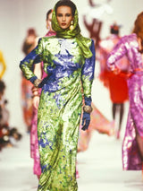 1989 Yves Saint Laurent Metallic Floral Gown Dress arcadeshops.com