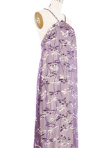 1998 Chanel Sheer Overlay Floral Printed Halter Gown Dress arcadeshops.com
