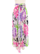 1970s Valentino Watercolor Floral Chiffon Maxi Skirt Bottom arcadeshops.com
