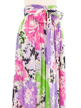 1970s Valentino Watercolor Floral Chiffon Maxi Skirt Bottom arcadeshops.com