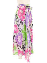 1970s Valentino Watercolor Floral Chiffon Maxi Skirt Bottom arcadeshops.com