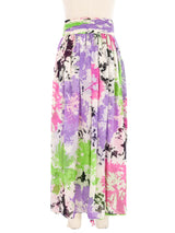 1970s Valentino Watercolor Floral Chiffon Maxi Skirt Bottom arcadeshops.com