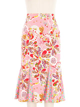 John Galliano Floral Patchwork Flared Midi Skirt Bottom arcadeshops.com