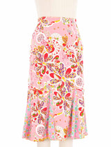 John Galliano Floral Patchwork Flared Midi Skirt Bottom arcadeshops.com