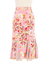 John Galliano Floral Patchwork Flared Midi Skirt Bottom arcadeshops.com